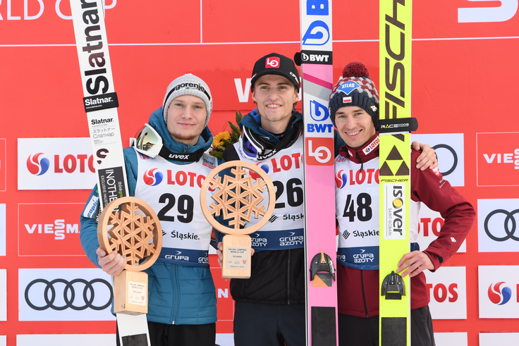 Od člana SSK Mengeš je bil boljši le Norvežan Daniel Andre Tande. Kamil Stoch je s tretjim mestom razveselil poljske navijače. | Foto: SZS