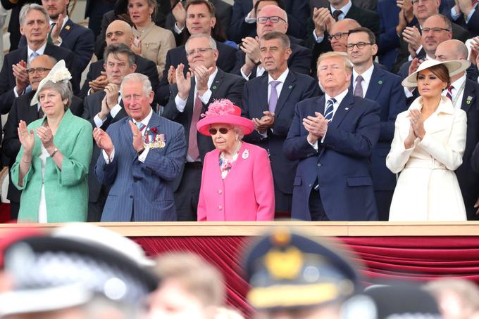 Premierka Theresa May, princ Charles, kraljica Elizabeta II. in zakonca Trump | Foto: Getty Images