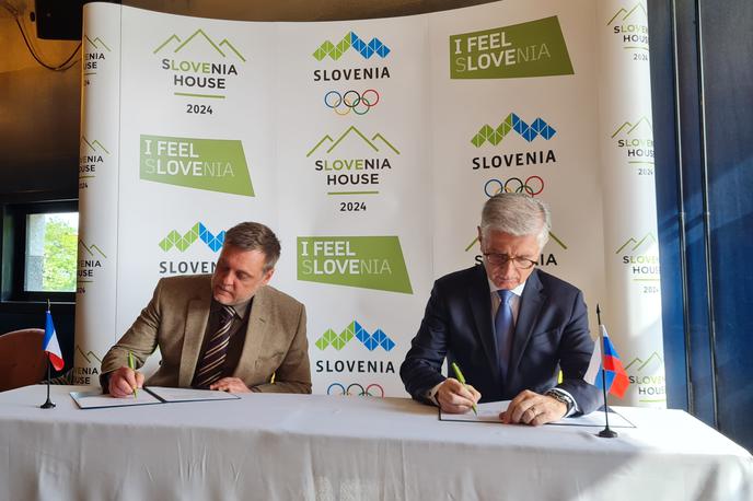 slovenska hiša, olimpijske igre Pariz 2024 | Predsednik Olimpijskega komiteja Slovenije Franjo Bobinac je podpisal pogodbo o najemu prostorov za Slovensko hišo med olimpijskimi igrami v Parizu prihodnje leto. | Foto arhiv OKS