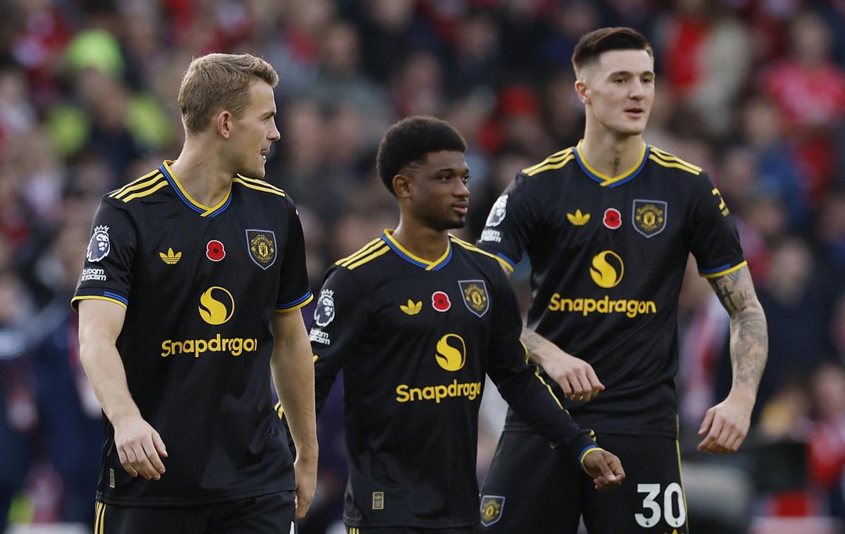 Manchester United, Mathijs De Ligt, Amad Diallo, Benjamin Šeško | Benjamin Šeško in soigralci so tokrat vknjižili remi. | Foto Reuters