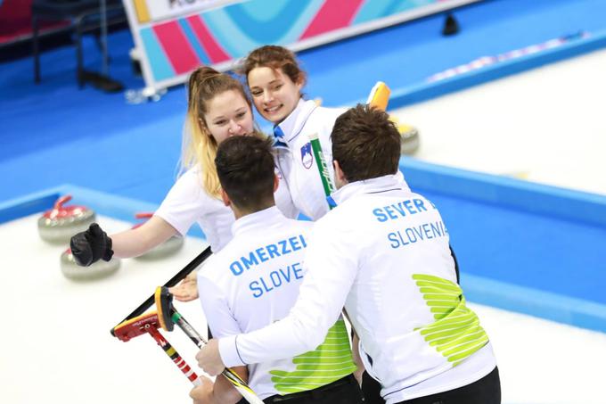 Mlada slovenska ekipa v curlingu, ki je pred turnirjem na jakostni razvrstitvi reprezentanc zasedala neslavno zadnje mesto, je v predtekmovanju na presenečenje vseh osvojila drugo zmago. | Foto: arhiv OKS
