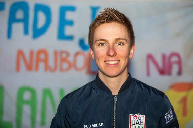 Pogačar leta 2019 na sprejemu v Komendi, kamor se je vrnil kot zmagovalec Dirke po Algarveju. Tam smo ga prvič gostili v naši stalni rubriki Sobotni intervju.  | Foto: Urban Meglič/Sportida