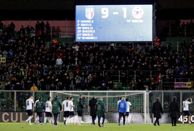 Italija je za konec brezhibnih kvalifikacij za evropsko prvenstvo 2020 v Palermu z 9:1 razbila Armenijo. | Foto: Reuters