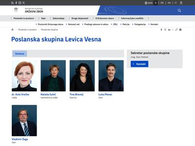 Po pozivu Vesne Levica že spremenila ime poslanske skupine