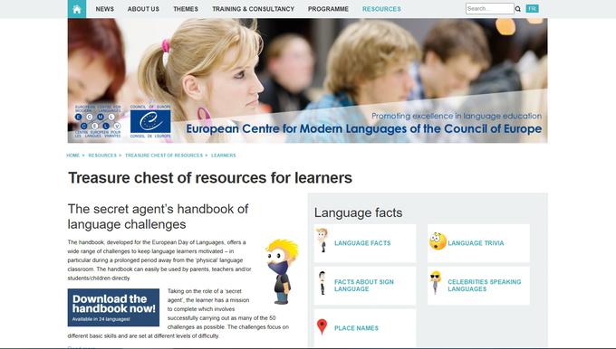 Pri razvoju portala za učenje tujih jezikov Evropska komisija sodeluje z Evropskim središčem za moderne jezike (ECML), ki deluje pod okriljem Sveta Evrope. | Foto: S. C. (zajem zaslona)