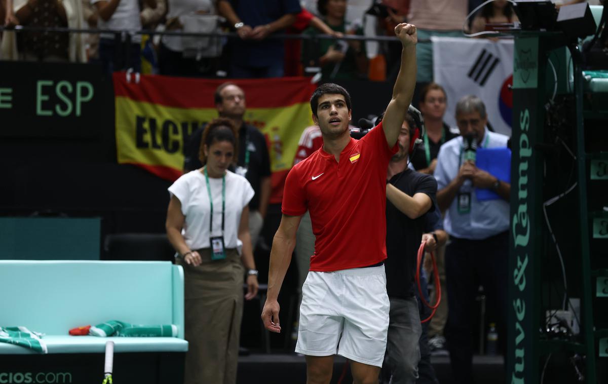 Carlos Alcaraz | Carlos Alcaraz je Špancem zagotovil napredovanje v četrtfinale Davisovega pokala. | Foto Guliverimage