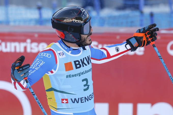 Cyprien Sarrazin je v Wengnu zmagal in bil dvakrat drugi, a zaradi hudih padcev smučarskih kolegov ni imel veliko razlogov za proslavljanje. | Foto: Guliverimage