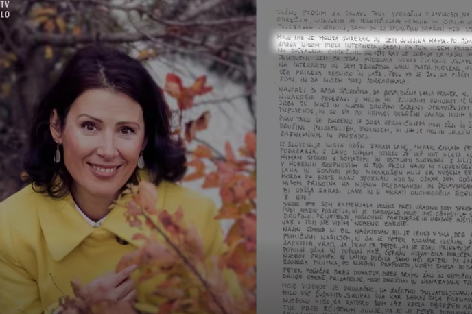 Nataša Brumen | Pogačar je za oddajo Tednik dejal, da je pisava v pismu Natašina. | Foto Posnetek zaslona
