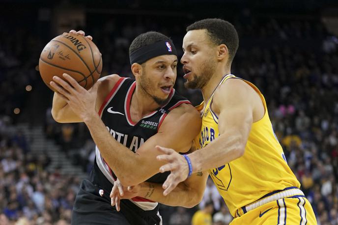 steven seth curry | Obračun Golden State Warriors in Portlanda je bil tudi obračun bratov Curry. Zmaga je pripadla mlajšemu Sethu Curryju. | Foto Reuters