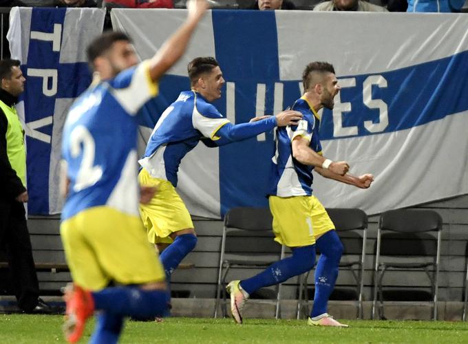 Kosovo je na desetih srečanjih v kvalifikacijah za SP 2018 osvojilo le eno točko. Veselil se jo je na prvi tekmi, gostovanju na Finskem. | Foto: Reuters