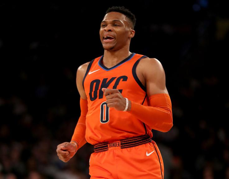 Russell Westbrook je dosegel že enajsti zaporedni trojni dvojček. | Foto: Gulliver/Getty Images