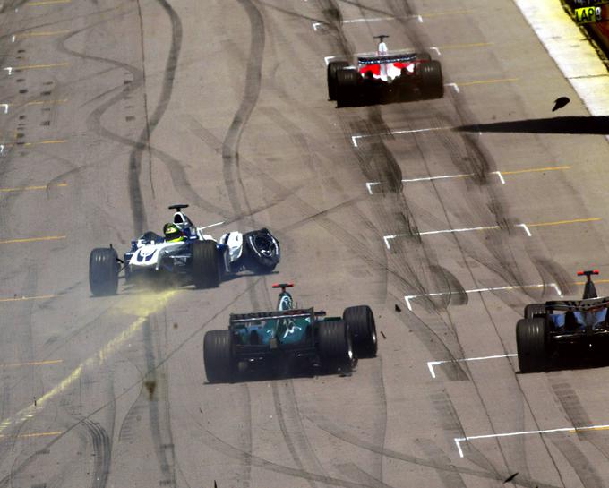 Ralf Schumacher je že leta 2004 v Indianapolisu razbil svoj dirkalnik. | Foto: Guliverimage