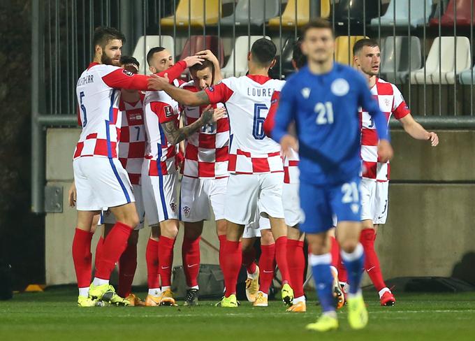 Veselje hrvaških nogometašev po zadetku Maria Pašalića. | Foto: Reuters