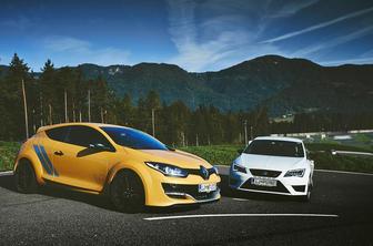 Renault megane R.S. trophy 275 akrapovič in seat leon cupra – elitni dvoboj na slovenskem asfaltu