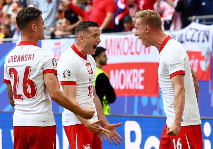 Adam Buksa je zadel po podaji Piotra Zielinskija in Poljska je povedla že v 16. minuti tekme z Nizozemsko. | Foto: Reuters