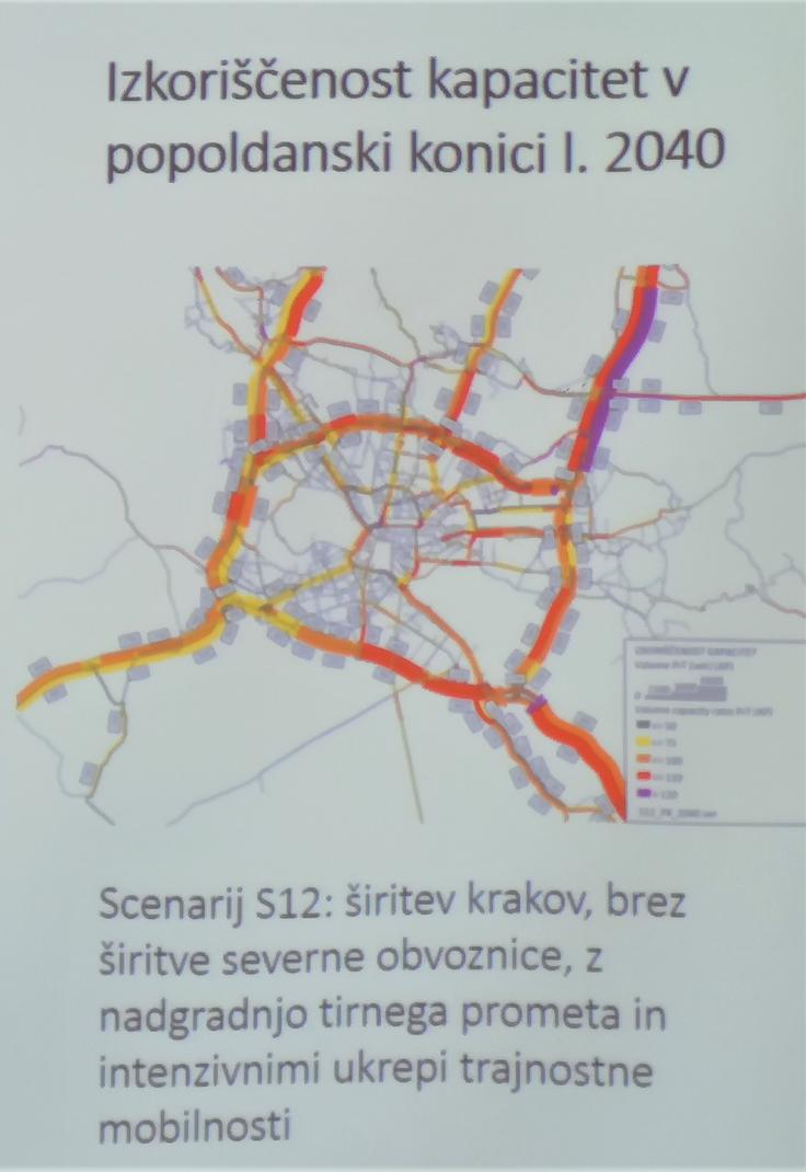 obvoznica Ljubljana Scenarij s številko 12 je po stališčih infrastrukturnega ministrstva najbolj zaželen. Predvideva manj prometa znotraj obroča (povečanje uporabe koles, pešpoti, dražje parkirnine …), predvsem štajerski krak avtoceste pa bo ostal na meji prepustnosti. | Foto: Gregor Pavšič