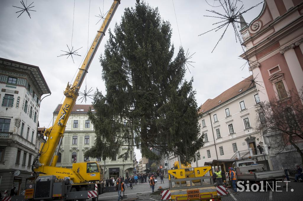 Novoletna smreka v Ljubljani Prešernov trg