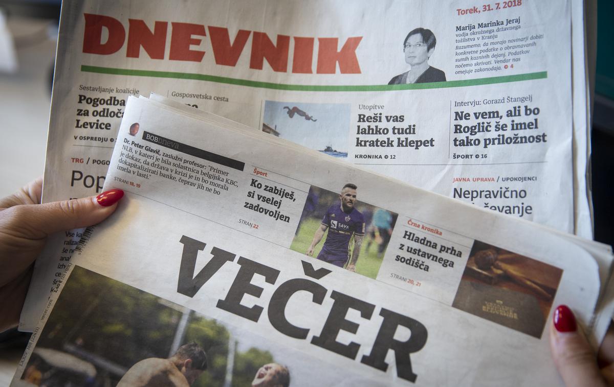 Dnevnik in Večer | "Razmere na trgu jasno kažejo na nujo po združevanju obeh dnevnih časopisov, saj se znižuje tako število kupcev dnevnih časopisov kakor tudi obseg oglaševanja," so zapisali v družbah. | Foto Bojan Puhek