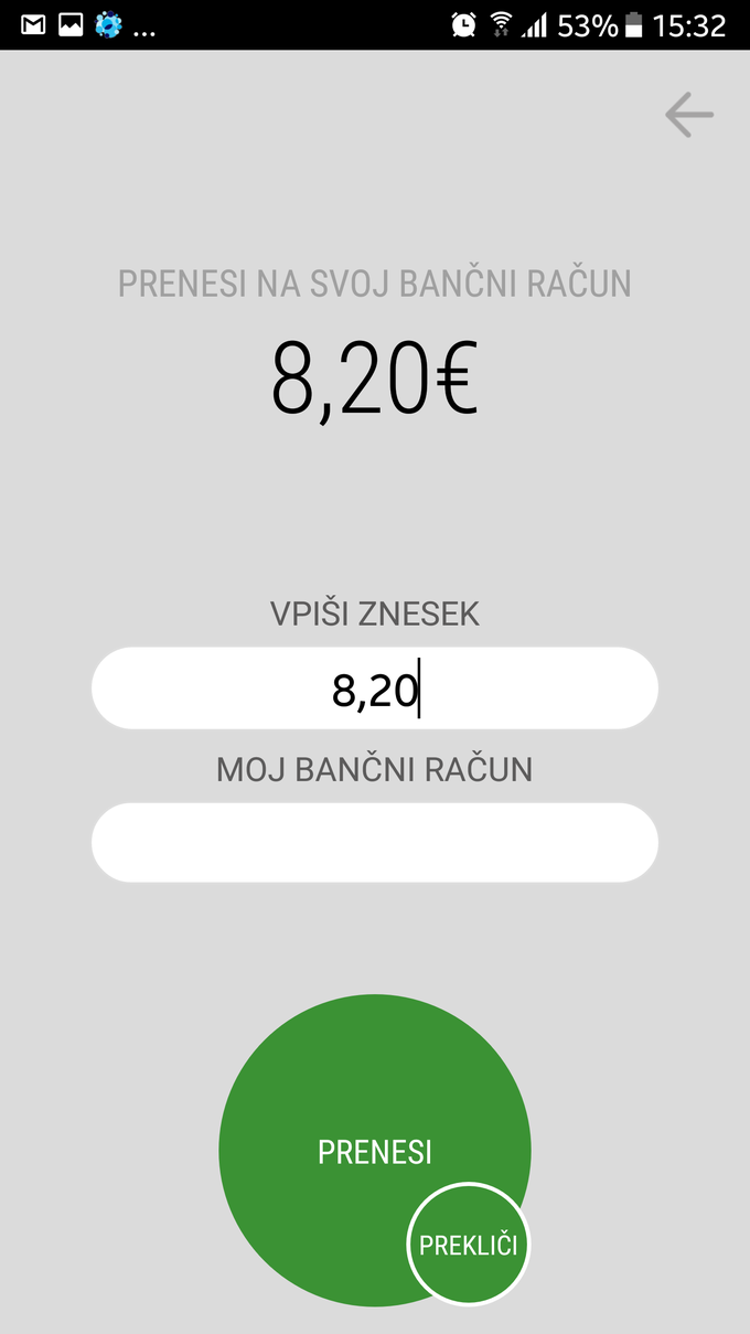 Znesek v e-denarnici ali njegov poljubni del je mogoče kadarkoli nakazati na bančni račun, strošek prenosa je 25 centov. | Foto: Srdjan Cvjetović