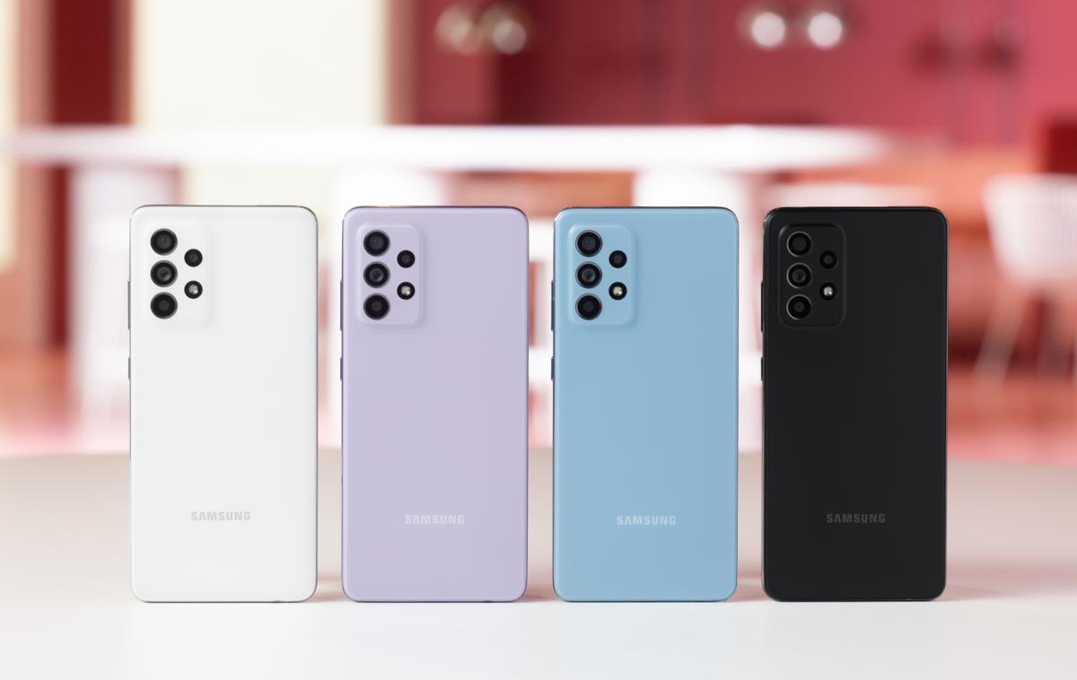Samsung Galaxy A52, A72 | Osnovne konfiguracije novih telefonov Samsung Galaxy A52 in A72 bodo na voljo v štirih barvah. | Foto Samsung