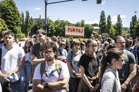Protest študentov na Aškrčevi.
