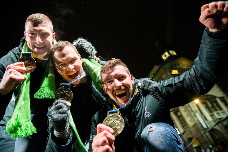 Blaž Blagotinšek, Vid Poteko in Urban Lesjak so bili odlično razpoloženi.  | Foto: Vid Ponikvar