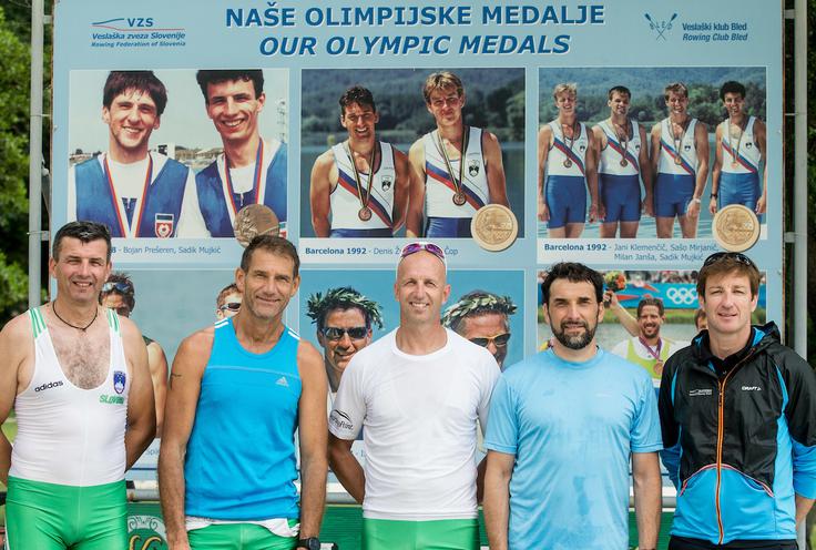 Sadik Mujkič, Milan Janša, Jani Klemenčič, Denis Žvegelj in Iztok Čop - prvi športniki v samostojni Sloveniji z olimpijskimi kolajnami. | Foto: Vid Ponikvar