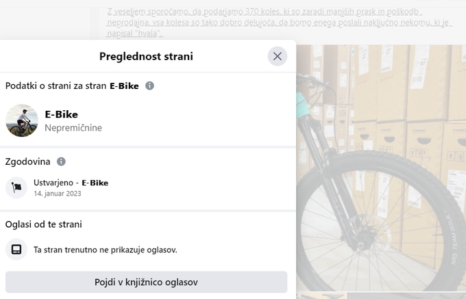 Goljufi so profil E-bike postavili komaj v nedeljo in ga uvrstili v kategorijo Nepremičnin, a to skoraj 140 Slovencev ni odvrnilo od tega, da lažne nagradne igre ne bi delili svojim prijateljem in različnim skupinam. | Foto: Matic Tomšič