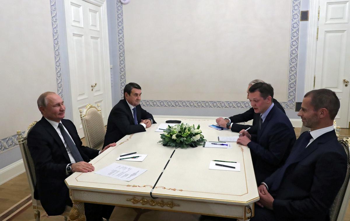 Vladimir Putin, Aleksander Čeferin | Čeferin je med drugim na srečanju s Putinom pohvalil Rusijo za dobro organizirano svetovno prvenstvo 2018. | Foto Reuters
