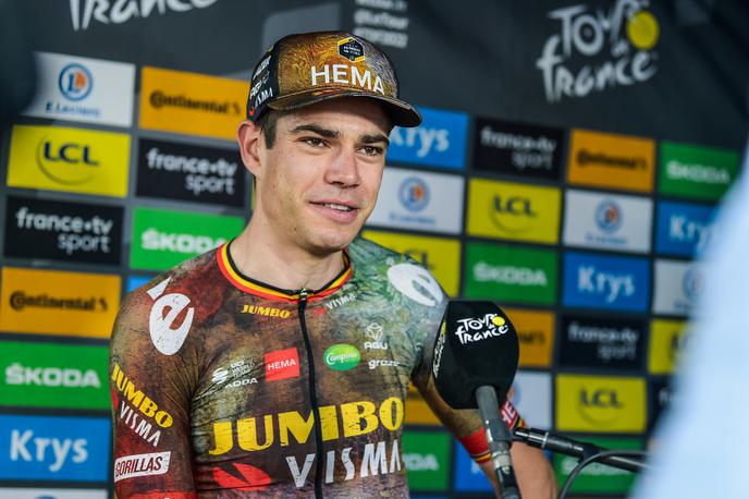 Wout van Aert | Belgijski kolesarski zvezdnik Wout van Aert ni bil navdušen nad vprašanjem o dopingu, ki so mu ga novinarji zastavili na novinarski konferenci po koncu 20. etape Toura.   | Foto A.S.O./Charly Lopez