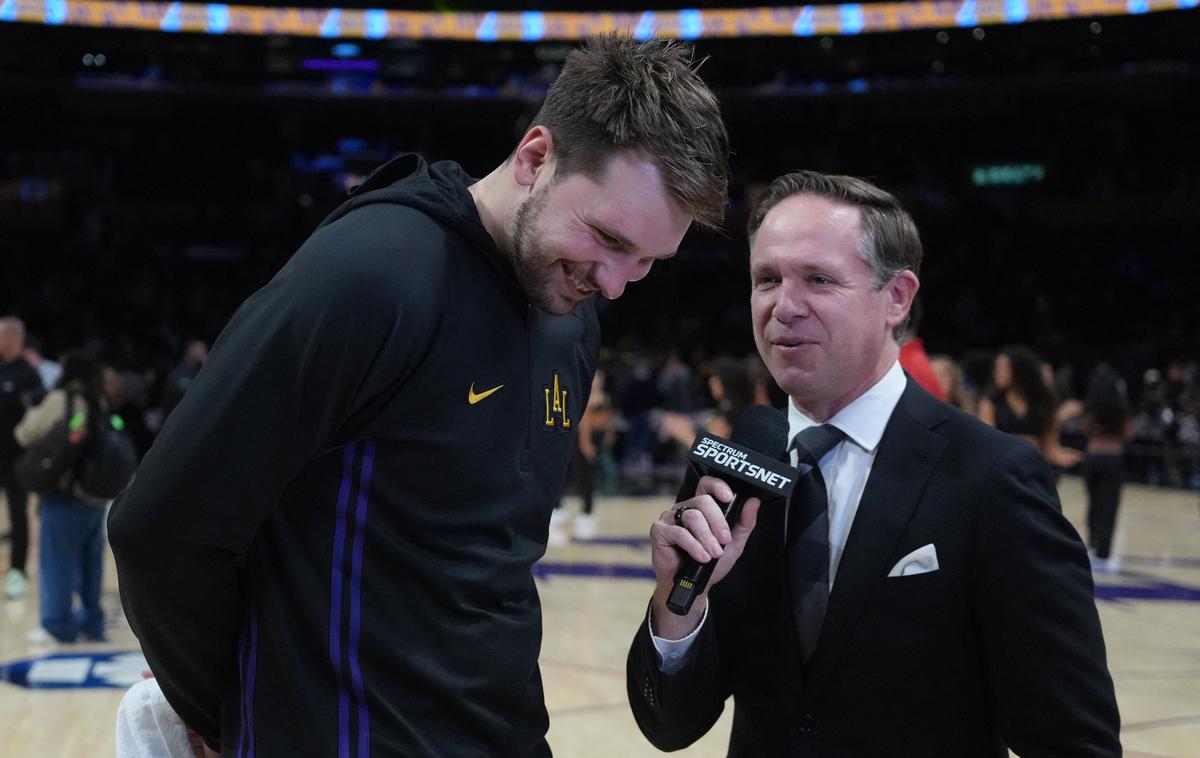 Luka Dončić, Los Angeles Lakers | Luki Dončiću se je po težko doseženi zmagi smejalo. | Foto Reuters