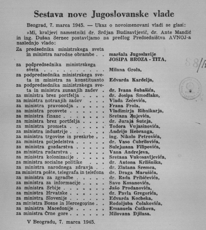 Sestava nove Jugoslovanske vlade | Foto: 