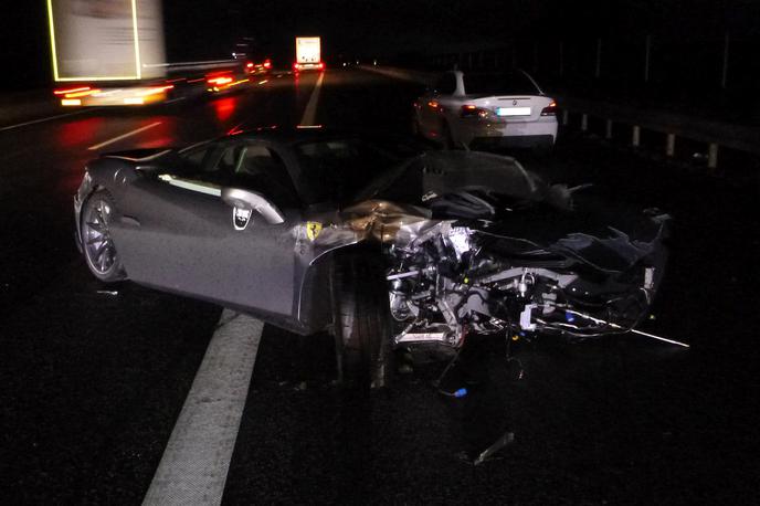 Ferrari F8 nesreča | Razbiti ferrari na nemški avtocesti | Foto Policija Hessen