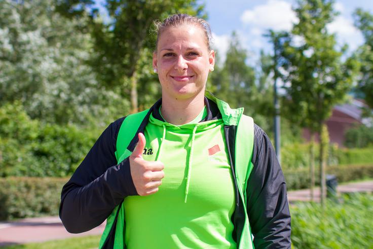 Veronika Domjan je v metu diska prišla do srebrne medalje med mlajšimi članicami.  | Foto: Peter Kastelic