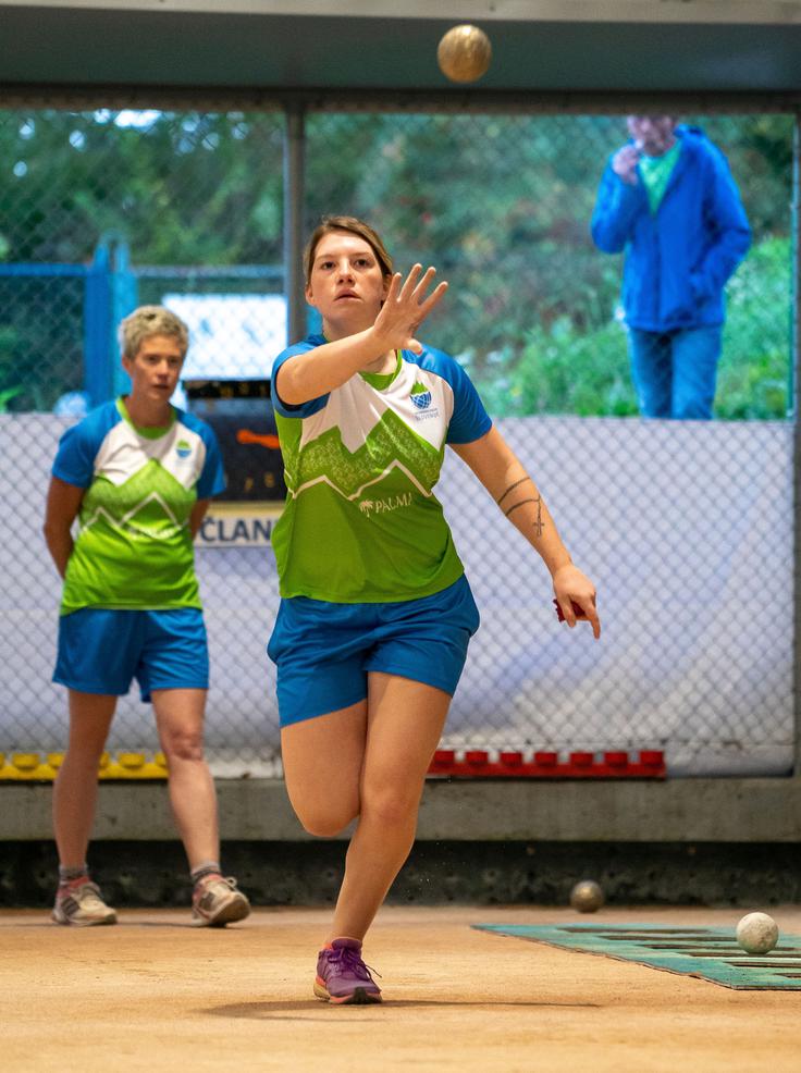 Nina Volčina je bila srebrna v hitrostnem zbijanju. | Foto: Balinarska zveza Slovenije