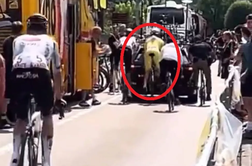 Pojavil se je posnetek Pogačarjevega bližnjega srečanja z avtomobilom Visme #video