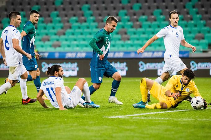 San Marino je v Ljubljani izgubil z 0:4, a tudi dvakrat zatresel okvir slovenskih vrat. | Foto: Grega Valančič/Sportida