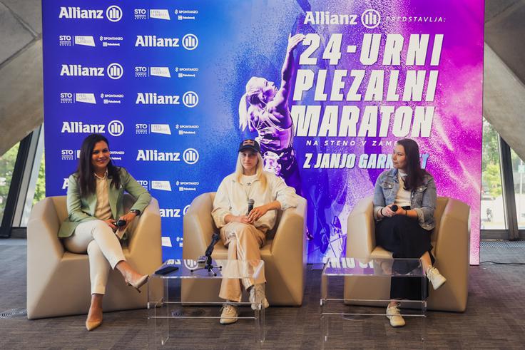 Od leve: Marijana Jakovac, izvršna direktorica Allianza v Sloveniji in na Hrvaškem, Janja Garnbret in Doris Rojo, predstavnica Zveze Anita Ogulin | Foto: 
