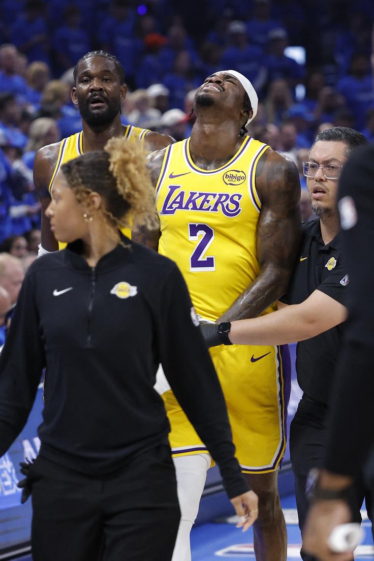 Jarred Vanderbilt si je izpahnil prst. | Foto: Reuters