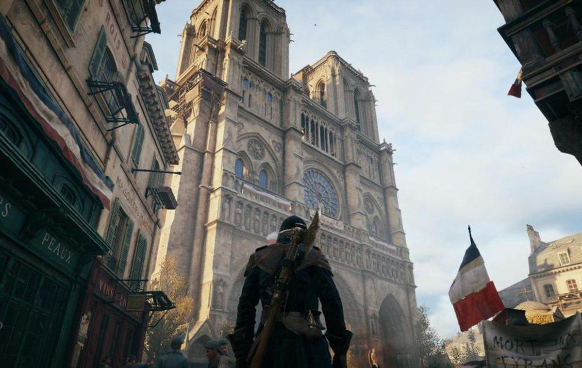 Notre Dame Assassin's Creed Unity | Tako precizno ustvarjene katedrale Notre-Dame kot v videoigri Assassin's Creed Unity v virtualnem svetu najverjetneje ne bomo videli še lep čas. Cerkev je namreč vsaj toliko kot prizorišče dogajanja v igri tudi umetniško delo.  |  Foto: Ubisoft