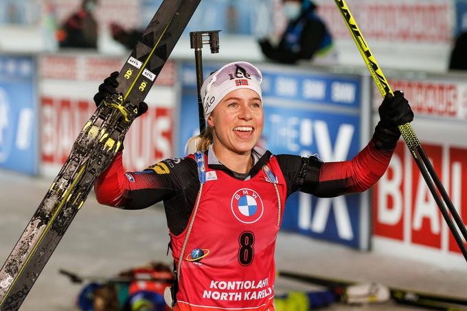 Tiril Eckhoff slavi 14.zmago v karieri. | Foto: Guliverimage/Vladimir Fedorenko