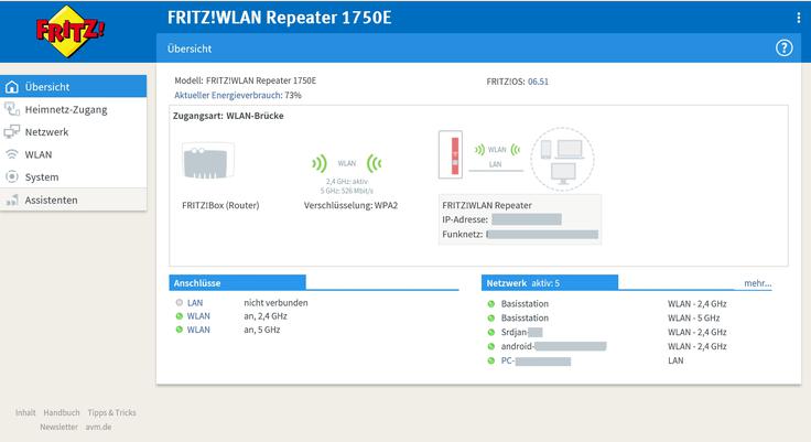 Repetitor FRITZ!WLAN Repater 1750E podpira tako frekvenčno območje 2,4 gigaherca kakor tudi (hitrejše in manj zasedeno) frekvenčno območje pet gigahercev. | Foto: Srdjan Cvjetović