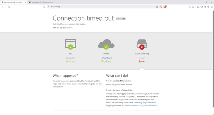 Aplikacija Nuvonex se je sesula. | Foto: Posnetek  zaslona