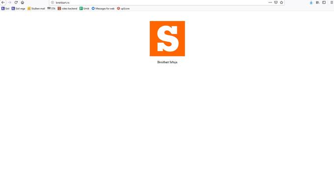 Vse, kar je vidno ob obisku spletnega mesta breitbart.rs. | Foto: Printscreen Zimbio