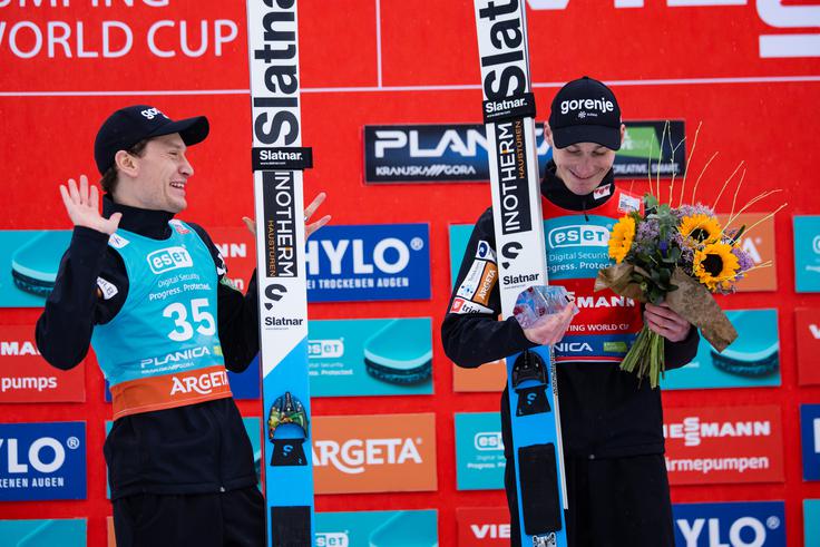 Domen Prevc Anže Lanišek Planica | Foto: Grega Valančič