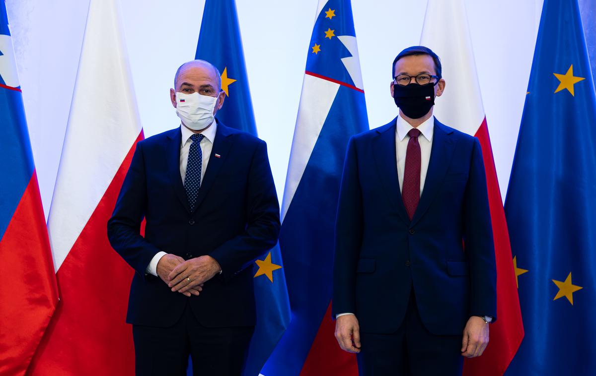 Janez Janša in Mateusz Morawiecki | Janez Janša in Mateusz Morawiecki sta se zavzela za vstop Ukrajine v EU do leta 2030. | Foto Kabinet predsednika vlade