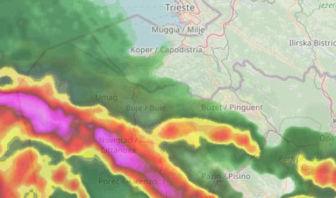 Proti slovenski Istri drvi močan nevihtni pas #animacija