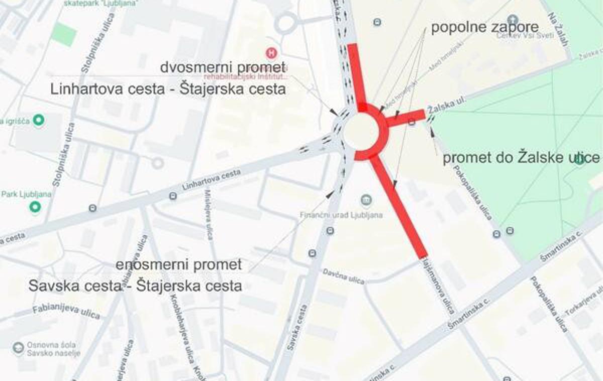 Promet Žale | Spremenjena prometna ureditev v krožišču Žale. | Foto Mestna občina Ljubljana