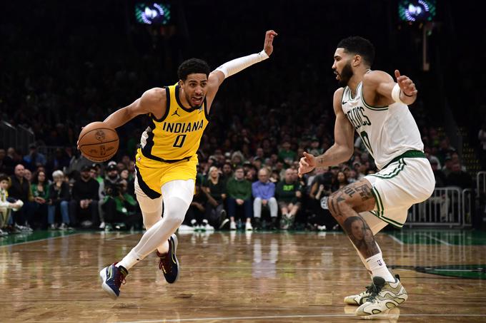 Tyrese Haliburton se je z Indiano veselil zmage nad Boston Celtics. | Foto: Reuters