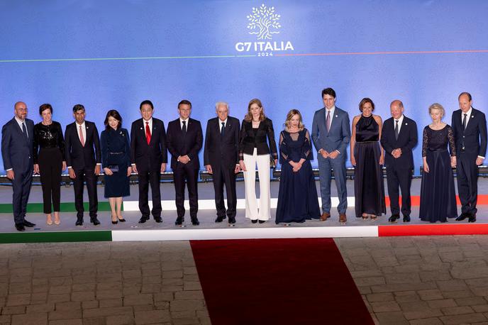 Voditelji G7 | Prvi dan zasedanja v letovišču Borgo Egnazia v Apuliji je bila v ospredju vojna v Ukrajini.  | Foto Reuters